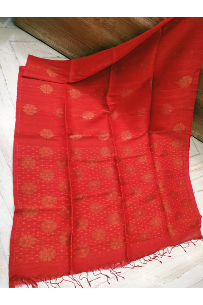 All Over Butta Weaving Organic Linen Saree (KR1046)